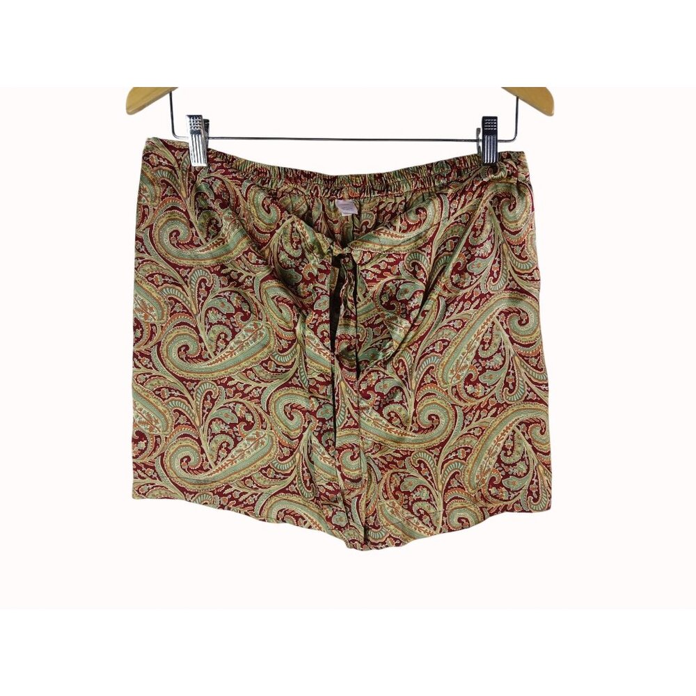 Victorias Secret Gold Burgundy 2 Pc Pajama Set L XL Menswear Button Top Shorts - Picture 8 of 15